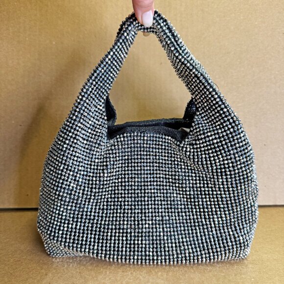 I.N.C International Concepts Mesh Crystal Hobo Bag - Pewter - Picture 2 of 6